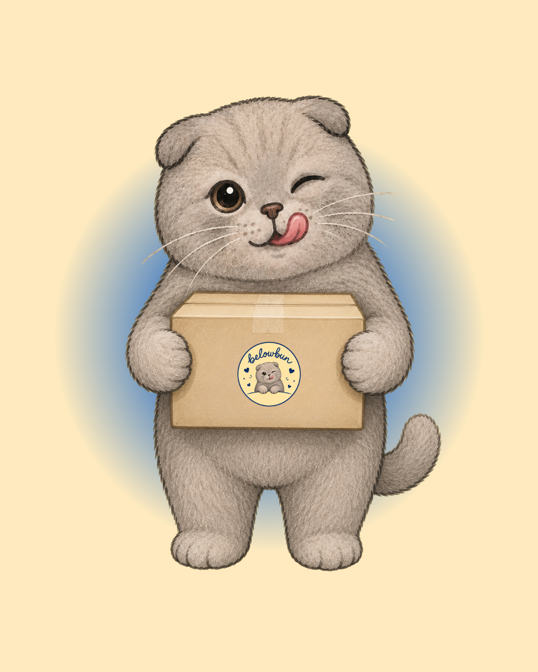 Belowbun cat doing delivery